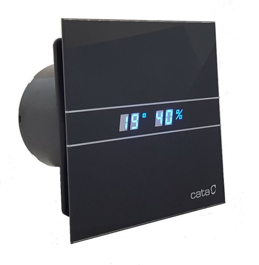 Exklusiver Glasfront Ventilator  E-100 GTH BK  Timer Hygro